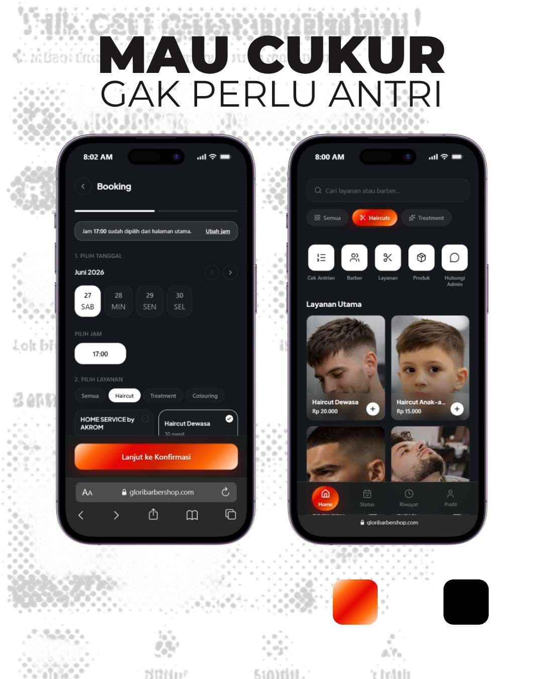 Aplikasi booking barbershop glori