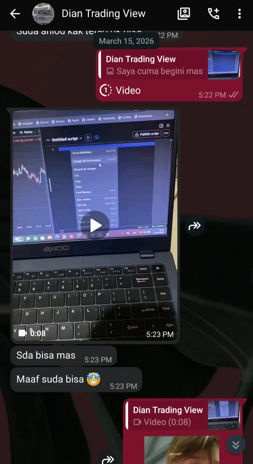 Testimoni pelanggan Jeki Store — TradingView Premium untuk crypto trader